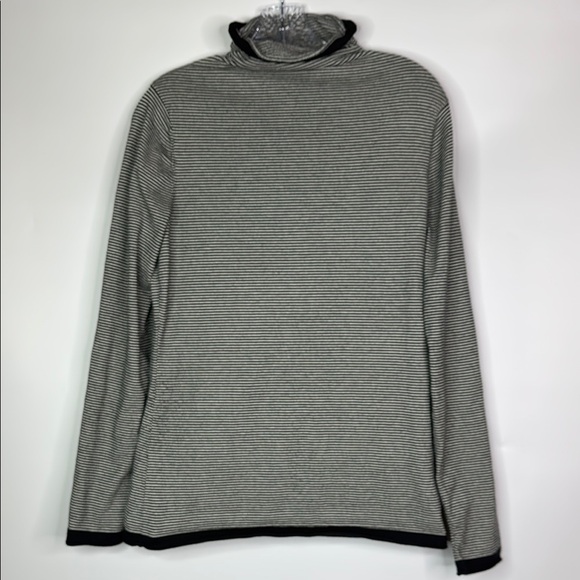 Duluth Trading Co 29701 Coolmax Black White Striped Turtleneck Shirt Size Medium - Picture 1 of 8